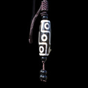 Tibet Agate Jade imitation Dzi Heaven Nine Eyes Bead Pendant in sunshine - Rocks and Things Store