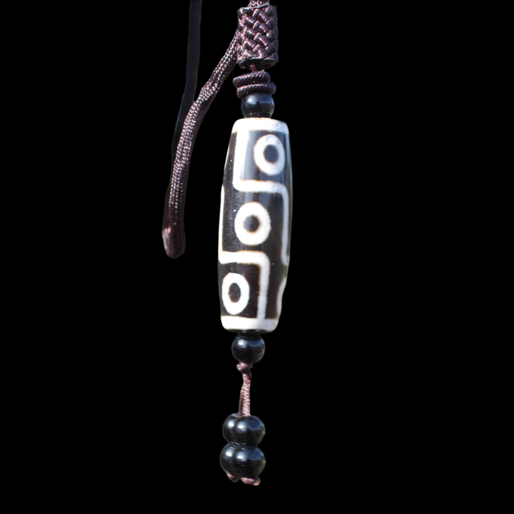 Tibet Agate Jade imitation Dzi Heaven Nine Eyes Bead Pendant in sunshine - Rocks and Things Store