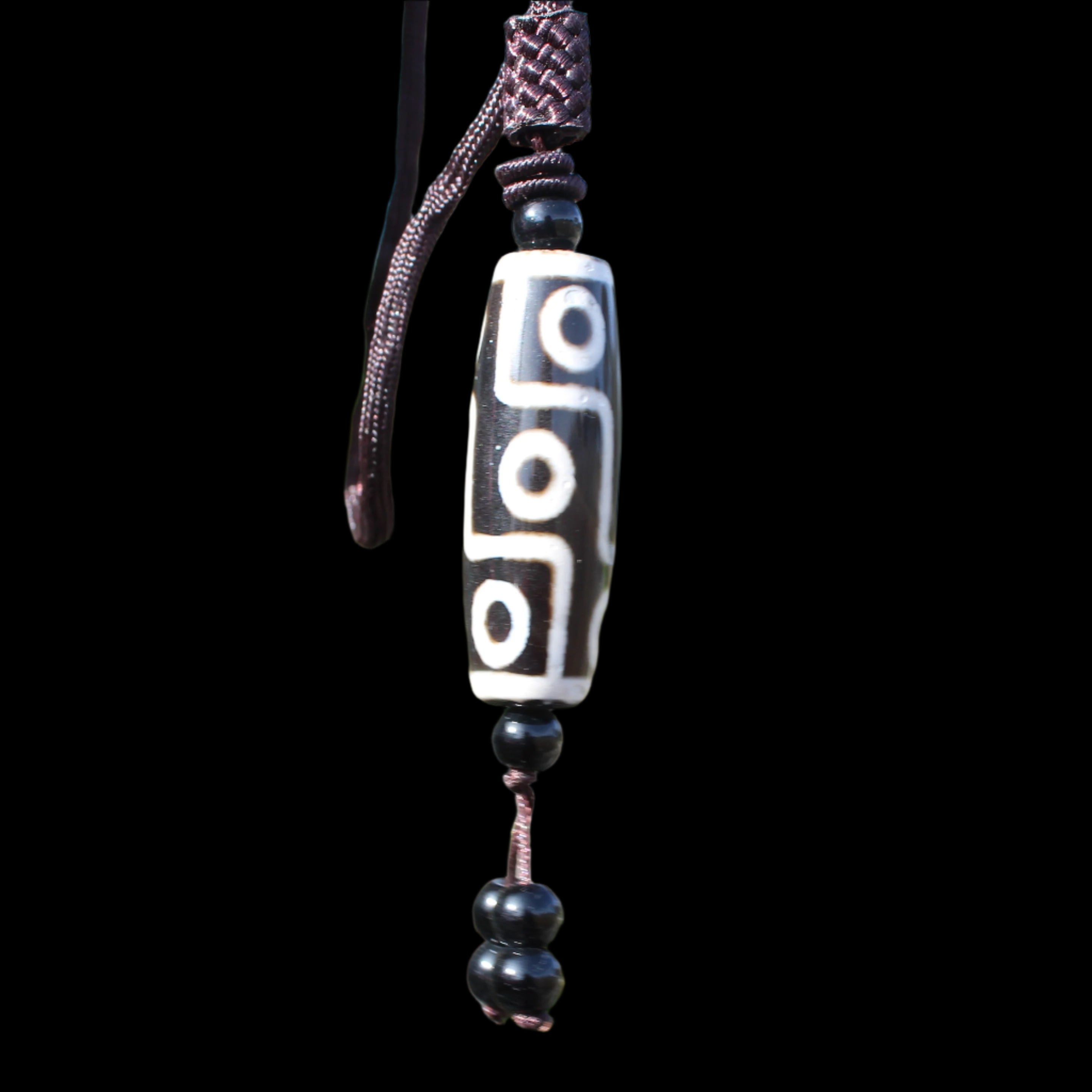 Tibet Agate Jade imitation Dzi Heaven Nine Eyes Bead Pendant in sunshine - Rocks and Things Store