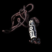 Tibet Agate Jade imitation Dzi Heaven Nine Eyes Bead Pendant in sunshine - Rocks and Things Store