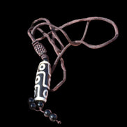 Tibet Agate Jade imitation Dzi Heaven Nine Eyes Bead Pendant in sunshine - Rocks and Things Store