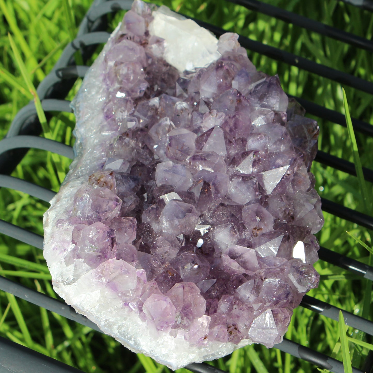 Amethyst with UV reactive Calcite cluster 1347g