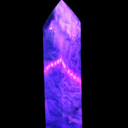 Green Fluorite obelisk 707g in UV light,  Rocks and Things Store