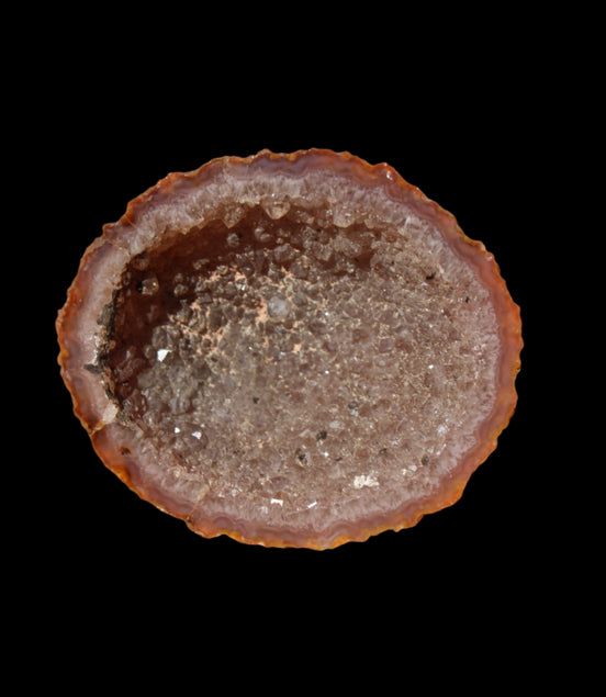 Warring States Carnelian druzy Agate geode 21g in sunlight - Rocks and Things Store