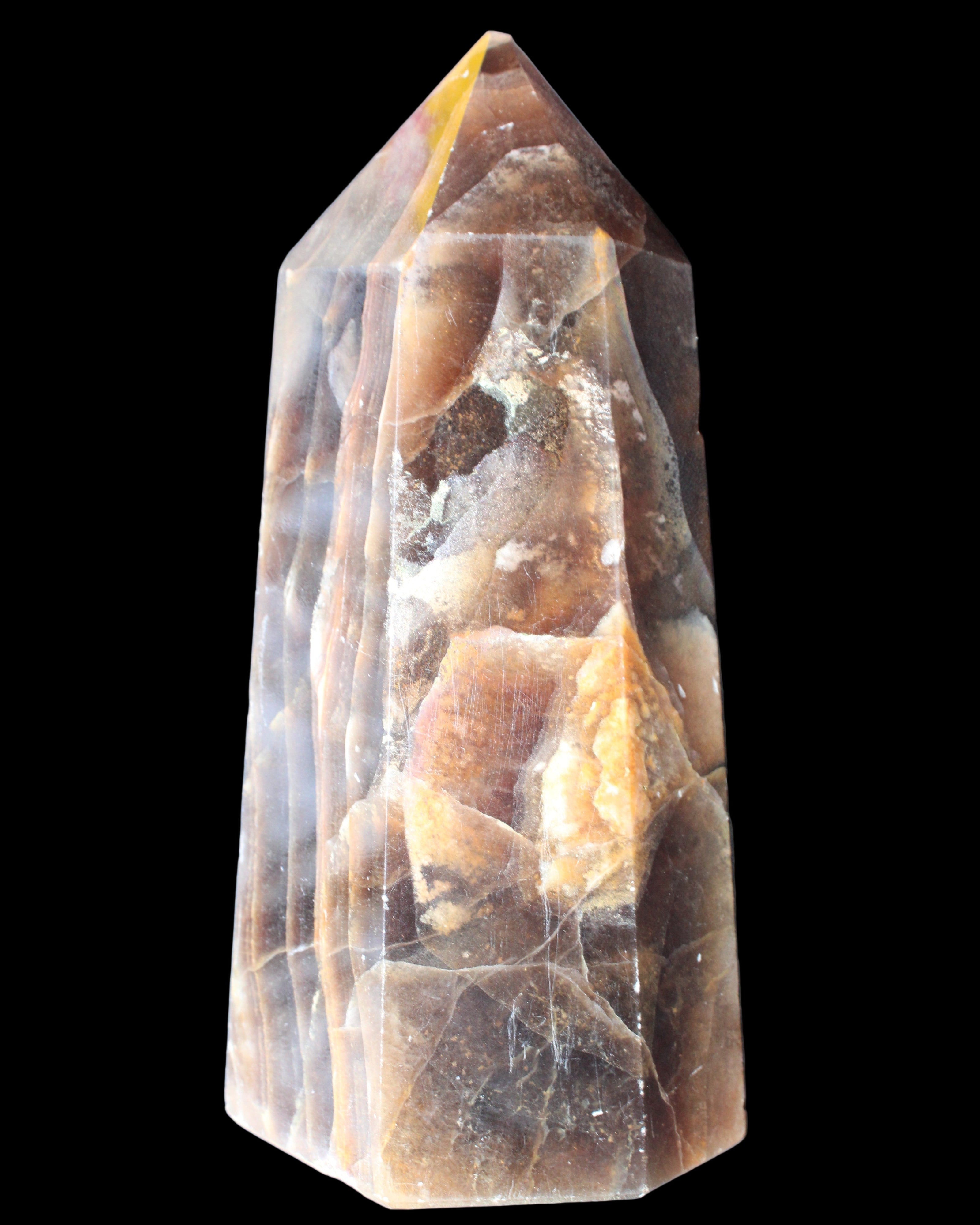 Dark Fluorite obelisk 180*76mm 1775g in sunlight - Rocks and Things Store