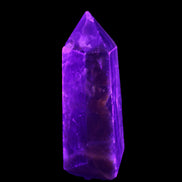 Dark Fluorite obelisk 180*76mm 1775g in UV light - Rocks and Things Store