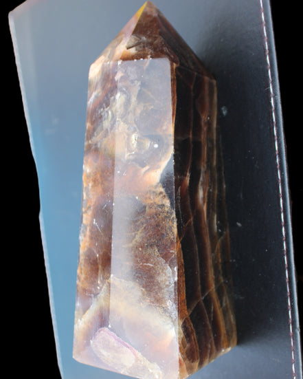 Dark Fluorite obelisk 180*76mm 1775g in sunlight - Rocks and Things Store