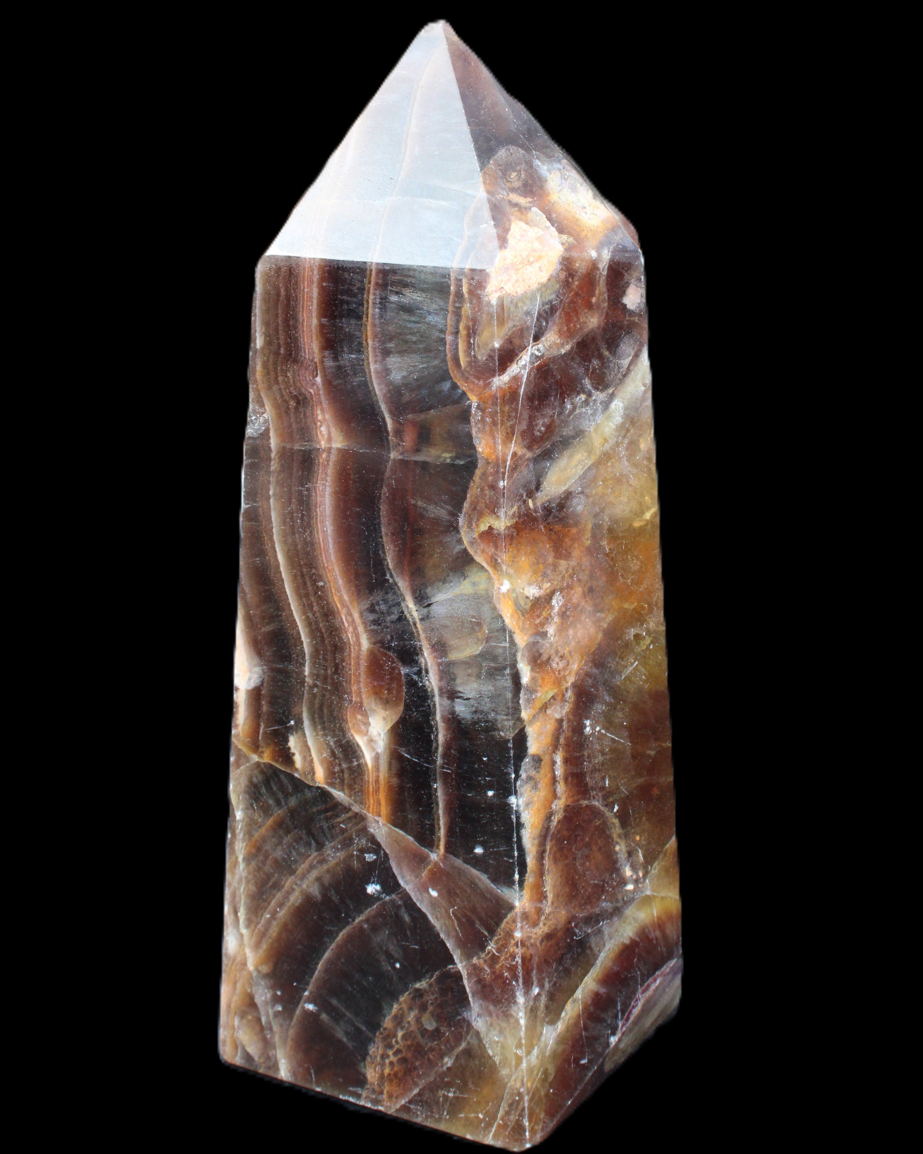 Dark Fluorite obelisk 180*76mm 1775g in sunlight - Rocks and Things Store