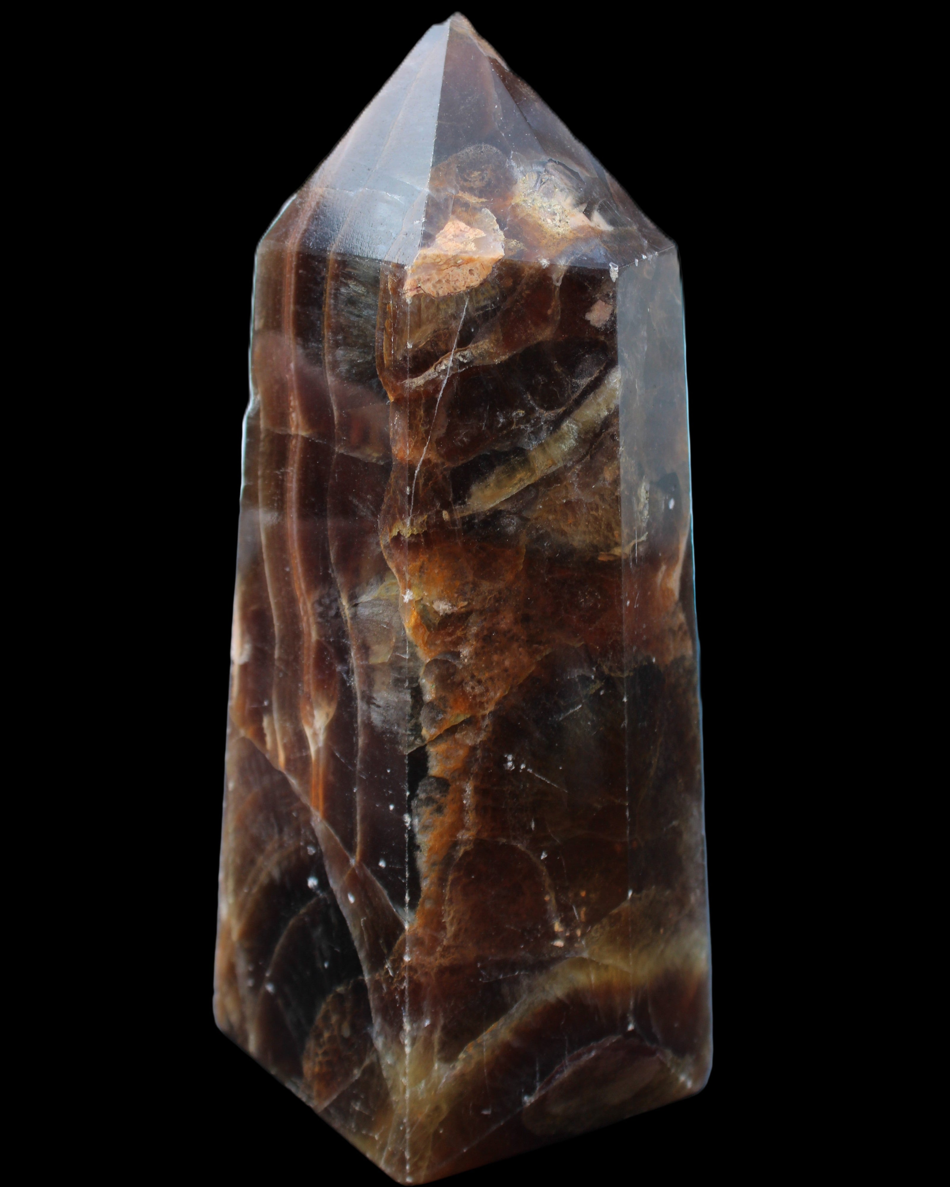 Dark Fluorite obelisk 180*76mm 1775g in sunlight - Rocks and Things Store