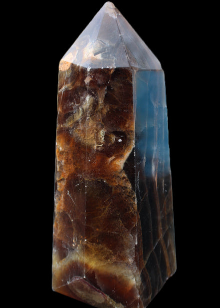 Dark Fluorite obelisk 180*76mm 1775g in sunlight - Rocks and Things Store