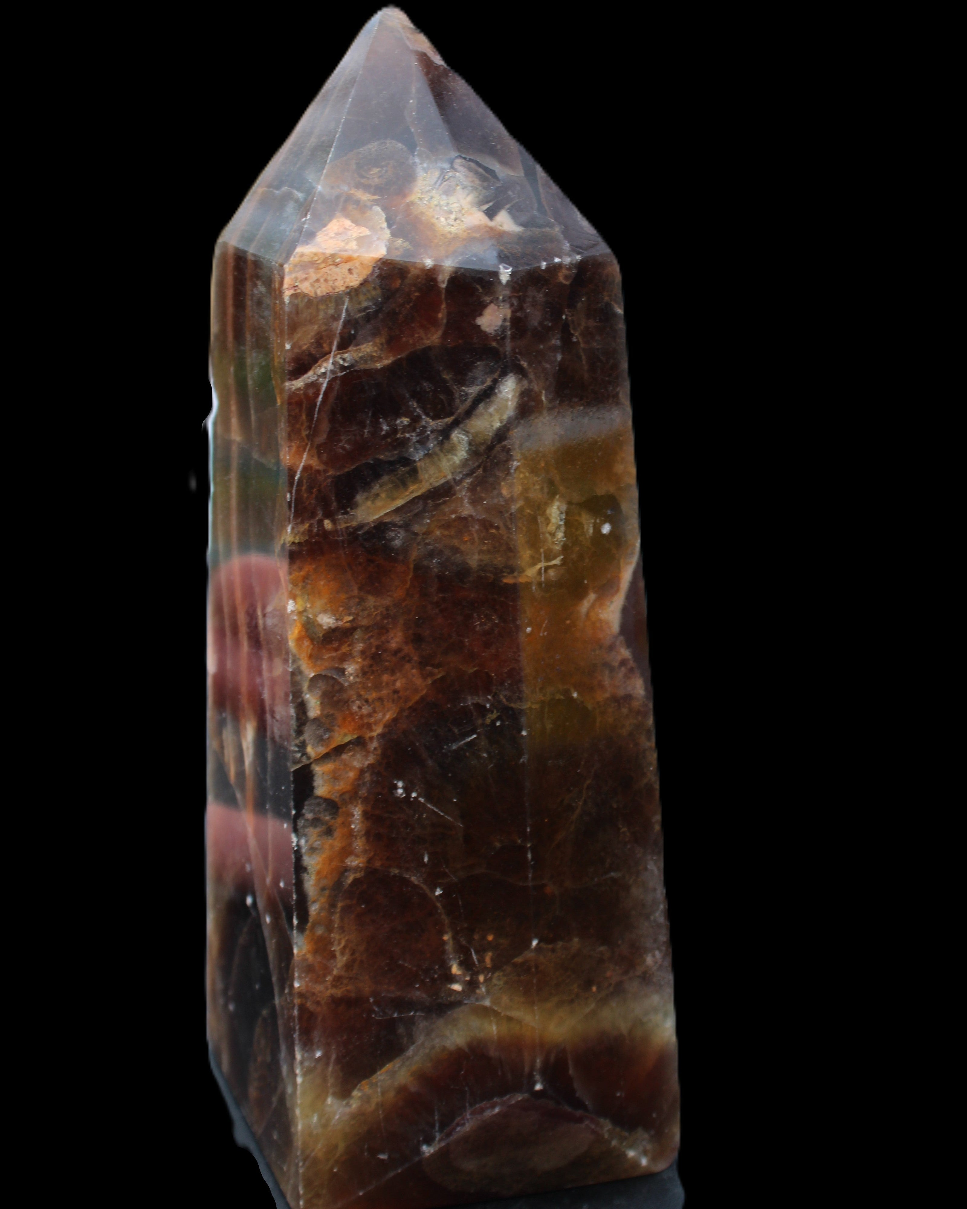 Dark Fluorite obelisk 180*76mm 1775g in sunlight - Rocks and Things Store