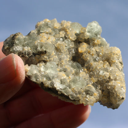 Fluorite green and yellow cubic crystal cluster 110g