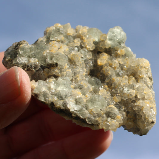 Fluorite green and yellow cubic crystal cluster 110g Rocks and Things