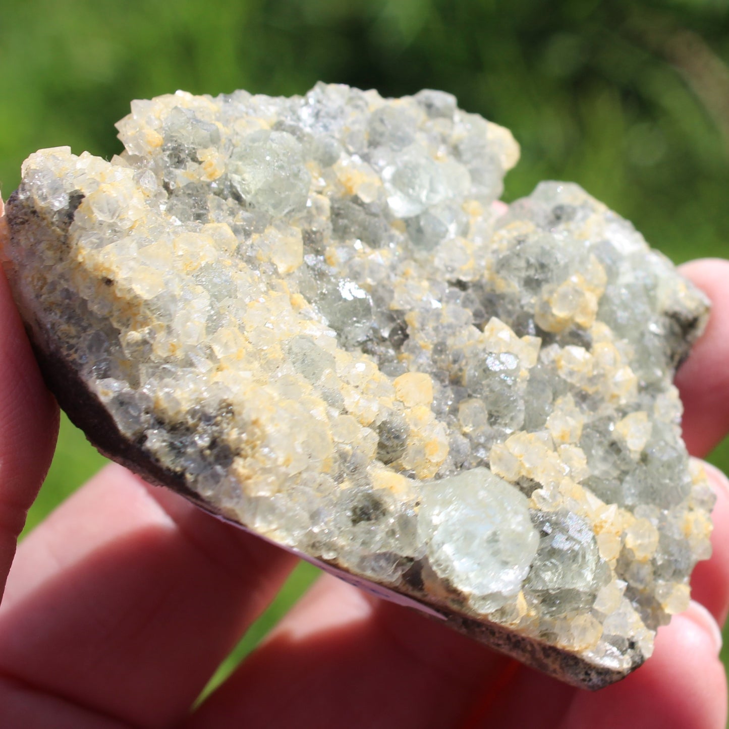 Fluorite green and yellow cubic crystal cluster 110g