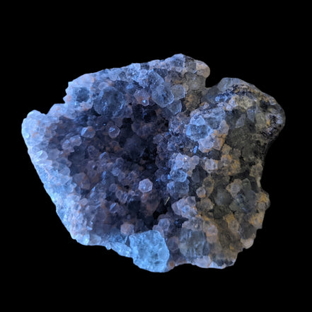 Fluorite green and yellow cubic crystal cluster 110g in LED & UV light - Rocks and Things Store