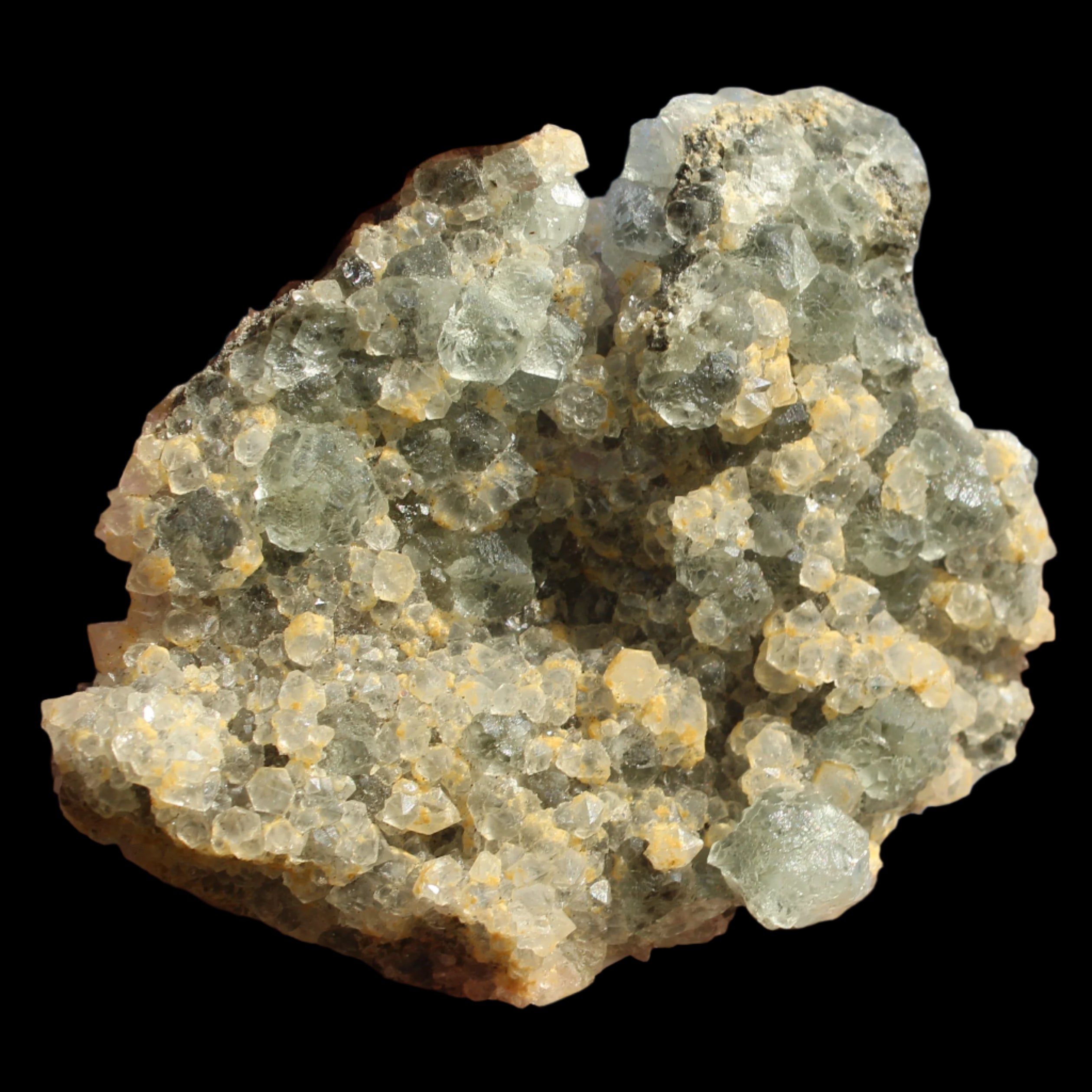 Fluorite green and yellow cubic crystal cluster 110g in sunlight - Rocks and Things Store