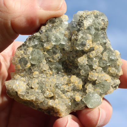 Fluorite green and yellow cubic crystal cluster 110g Rocks and Things