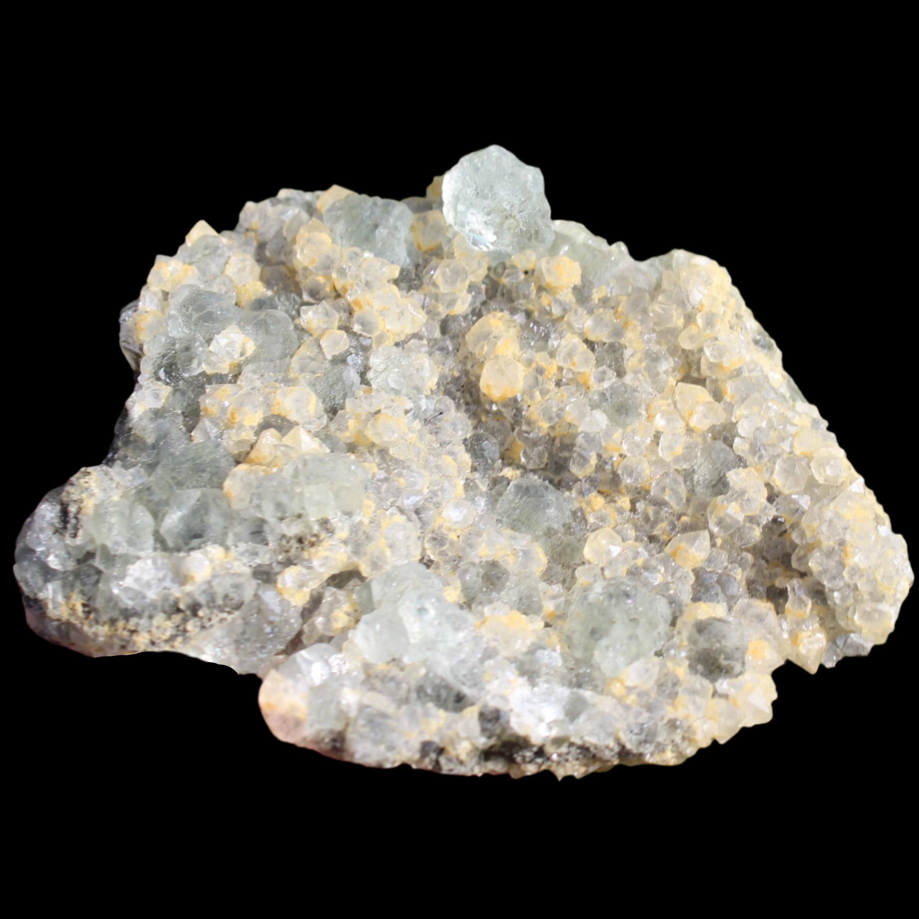 Fluorite green and yellow cubic crystal cluster 110g in sunlight - Rocks and Things Store