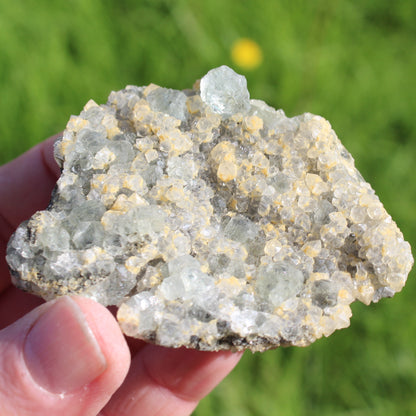 Fluorite green and yellow cubic crystal cluster 110g Rocks and Things