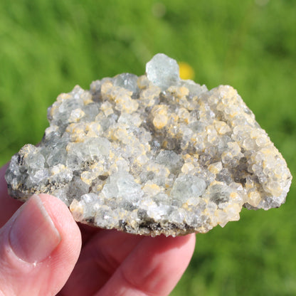 Fluorite green and yellow cubic crystal cluster 110g Rocks and Things