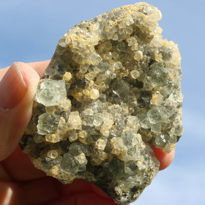 Fluorite green and yellow cubic crystal cluster 110g Rocks and Things