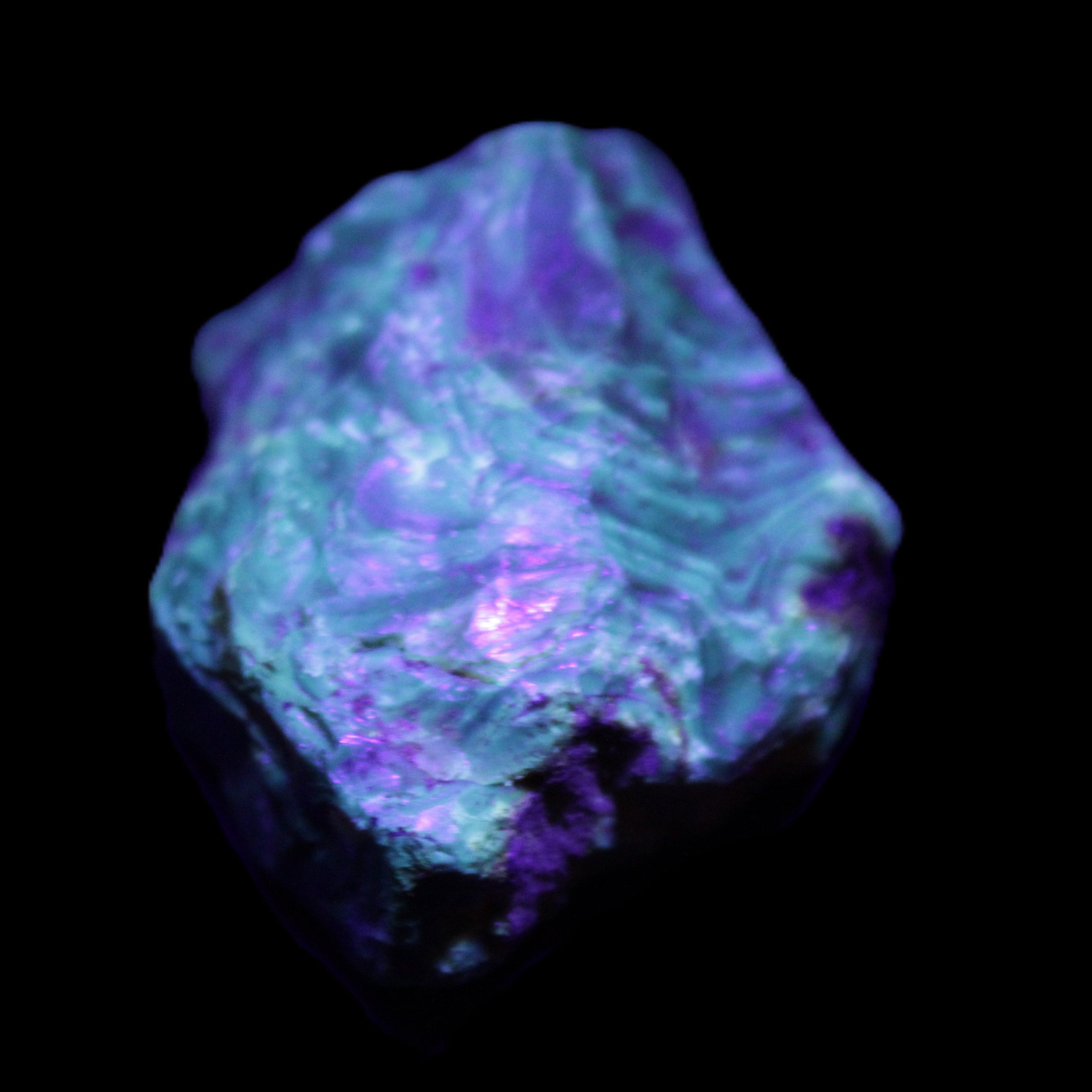 Blue Amber from Mozambique 1/2 pieces 37-40mm 14-20g in UV light - Rocks and Things Store