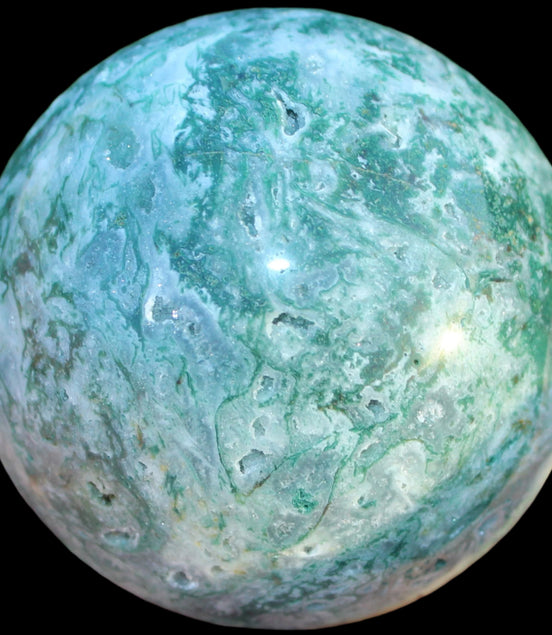 Ocean Moss Agate sphere 239g -Rocks and Things Store