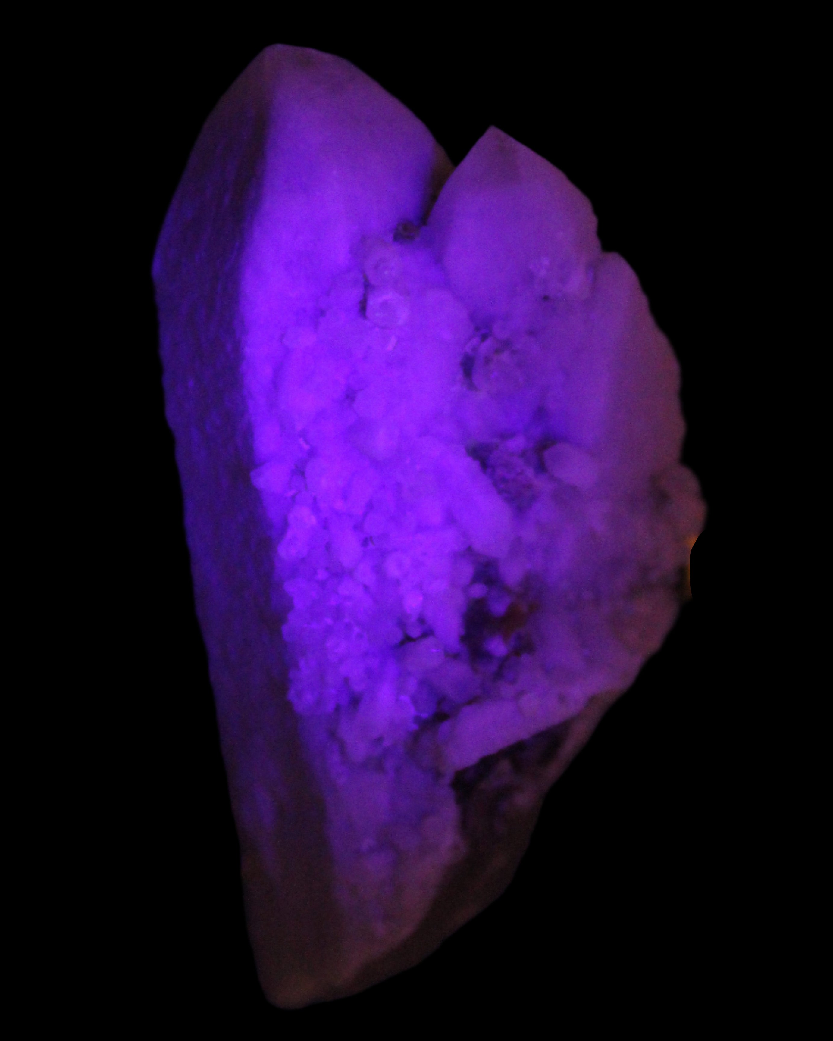 White Candle Quartz cluster from Inner Mongolia 267g in UV light -Rocks and Things Store