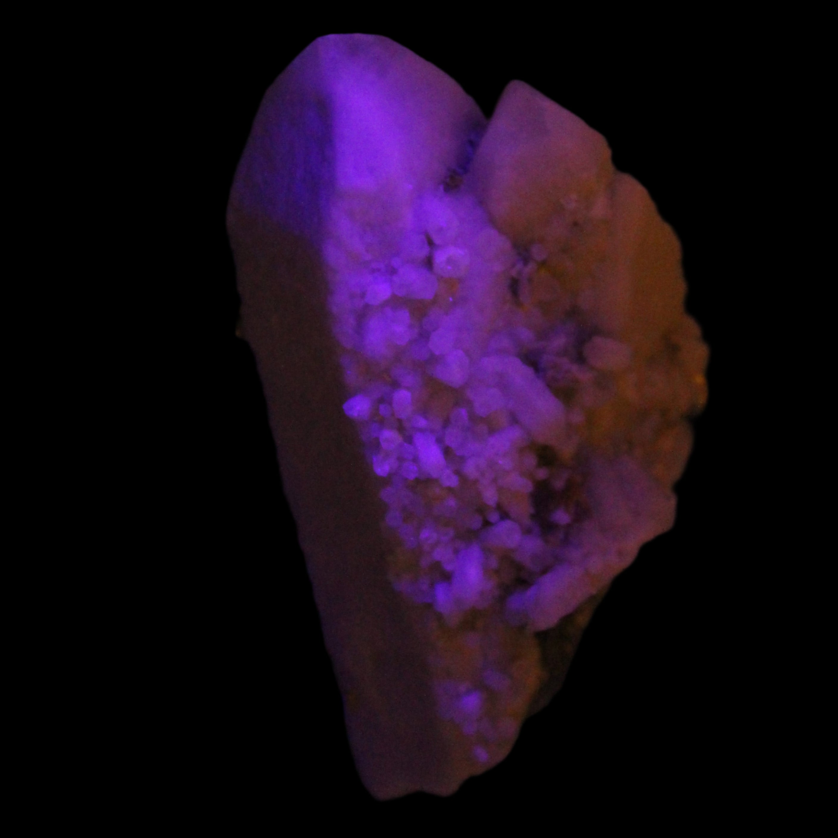 White Candle Quartz cluster from Inner Mongolia 267g in UV light -Rocks and Things Store