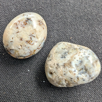 White Opal 2 small tumbled stones from Madagascar 8-9g