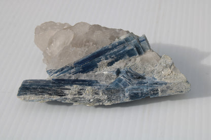 Kyanite blade cluster on clear Quartz 315g Rocks and Things