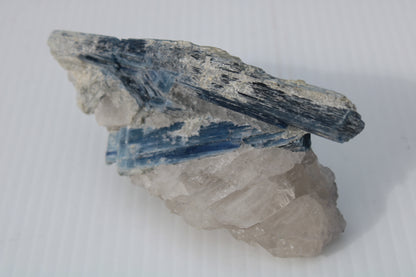 Kyanite blade cluster on clear Quartz 315g Rocks and Things