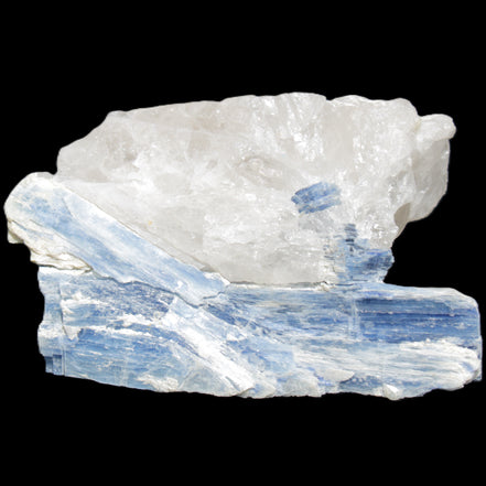 Kyanite blade cluster on Quartz 102*56*42mm 265g in sunlight - Rocks and Things Store