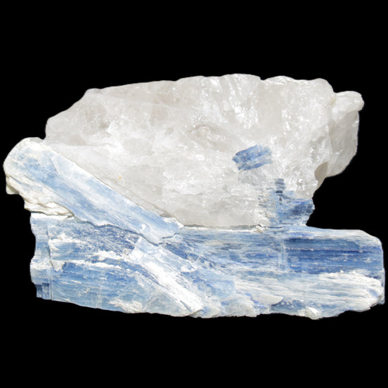 Kyanite blade cluster on Quartz 102*56*42mm 265g in sunlight - Rocks and Things Store