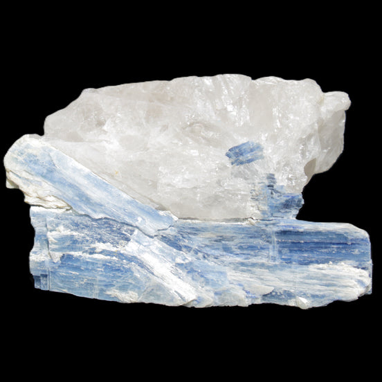Kyanite blade cluster on Quartz 102*56*42mm 265g in sunlight - Rocks and Things Store