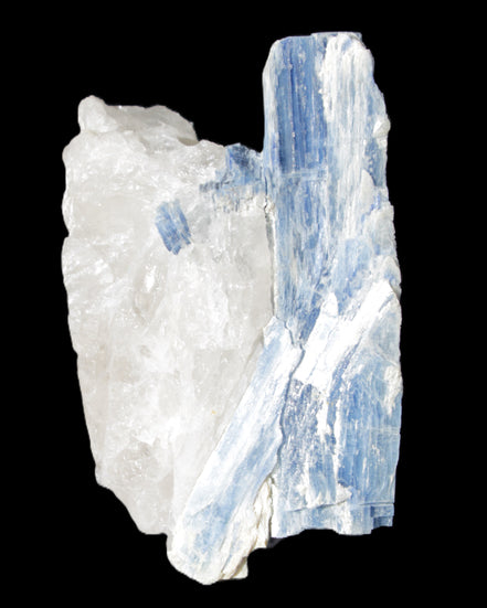 Kyanite blade cluster on Quartz 102*56*42mm 265g in sunlight - Rocks and Things Store