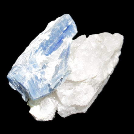 Kyanite blade cluster on Quartz 102*56*42mm 265g in sunlight - Rocks and Things Store