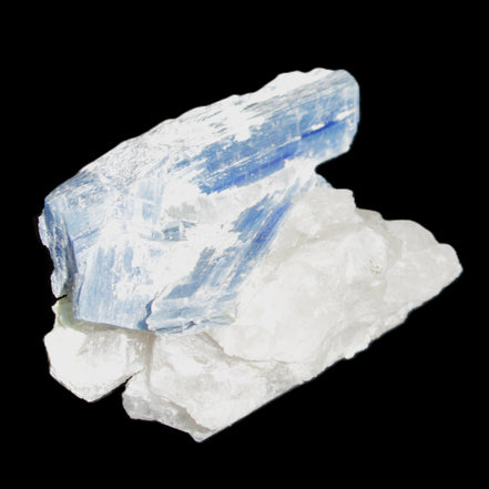 Kyanite blade cluster on Quartz 102*56*42mm 265g in sunlight - Rocks and Things Store