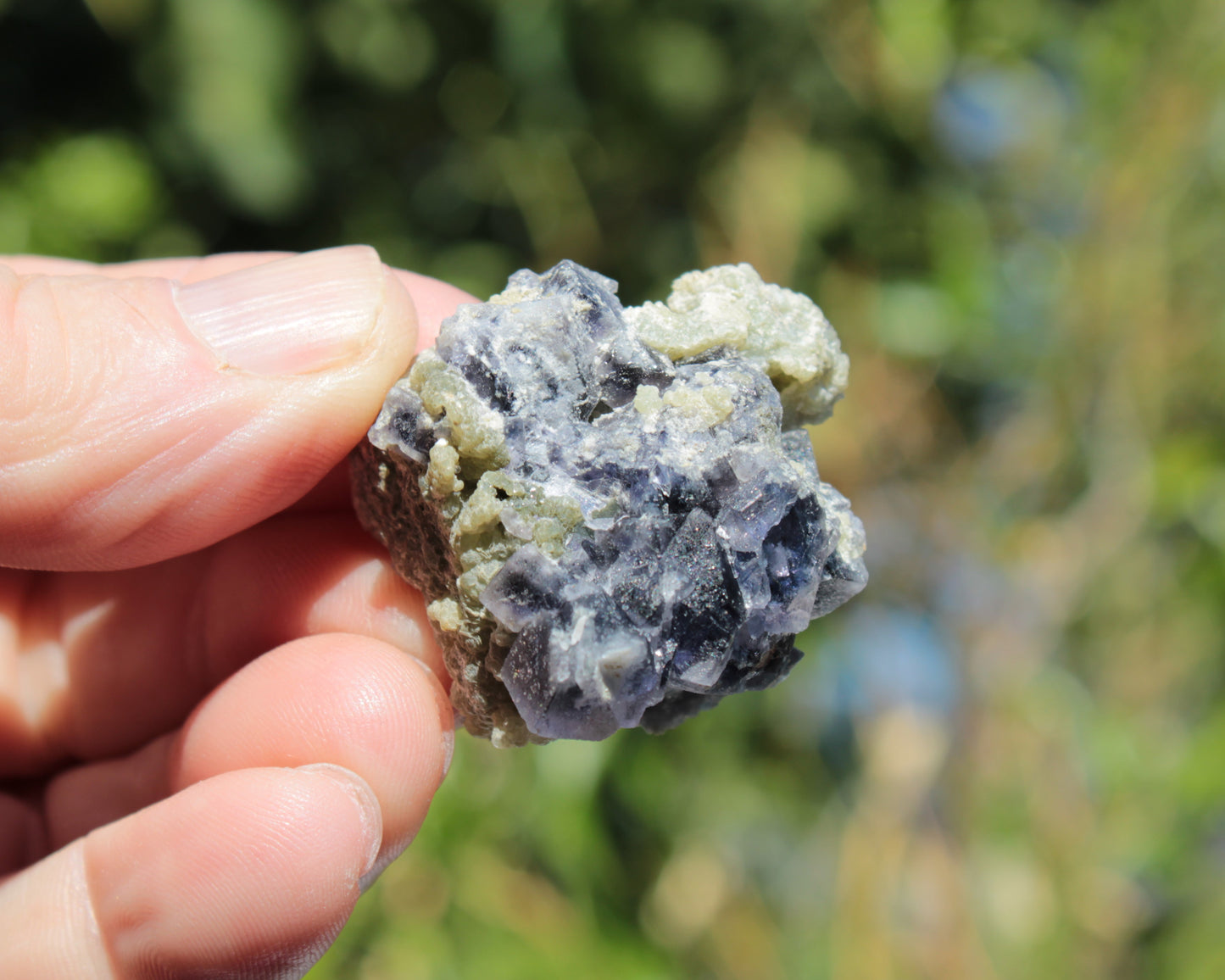 Blue phantom cubic Fluorite crystal with mica from China 31.5g Rocks and Things