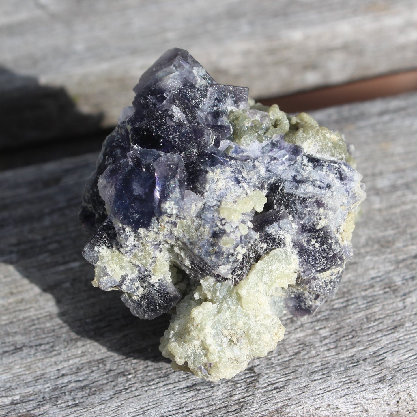 Blue phantom cubic Fluorite crystal with mica from China 31.5g Rocks and Things