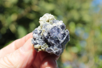 Blue phantom cubic Fluorite crystal with mica from China 31.5g Rocks and Things