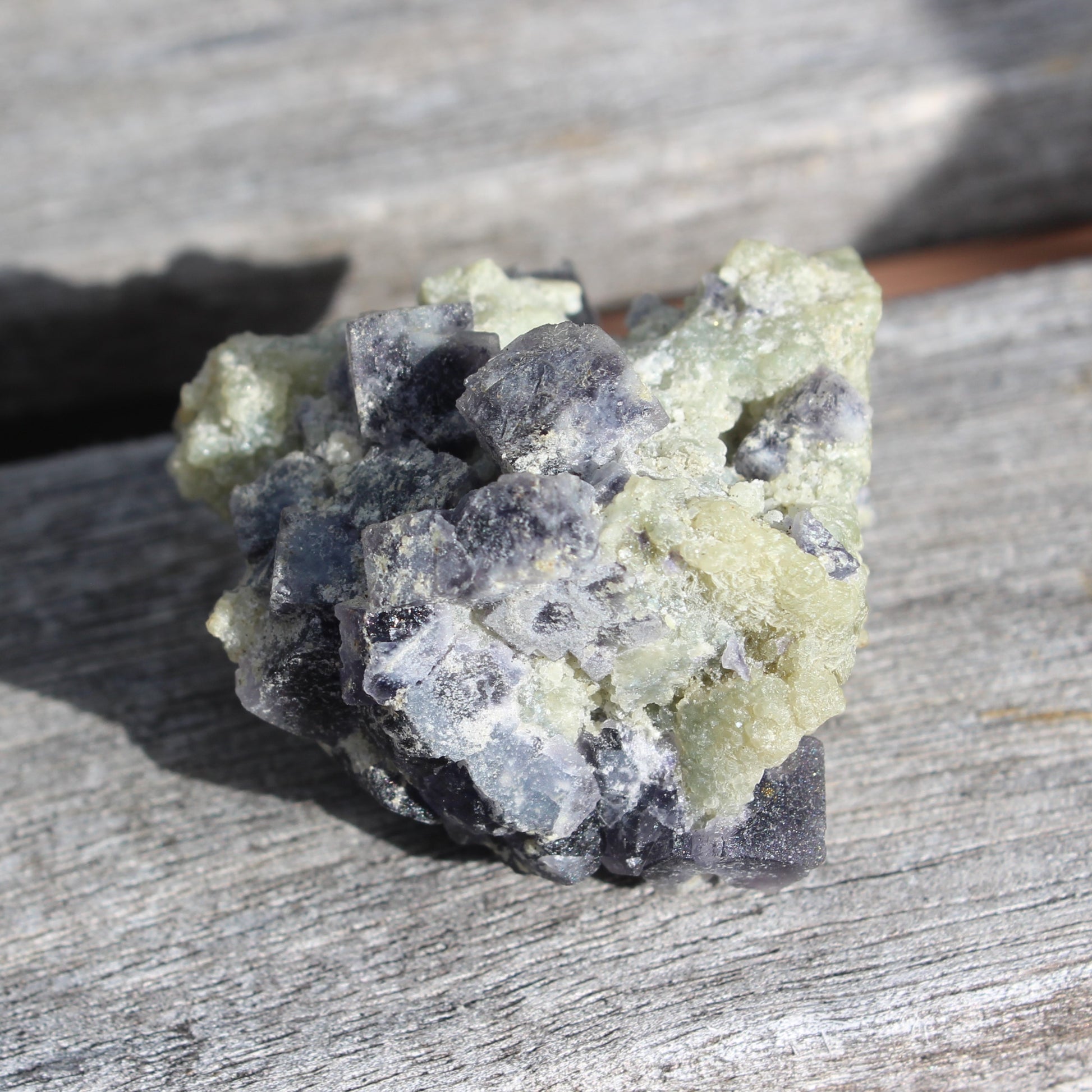 Blue phantom cubic Fluorite crystal with mica from China 31.5g Rocks and Things