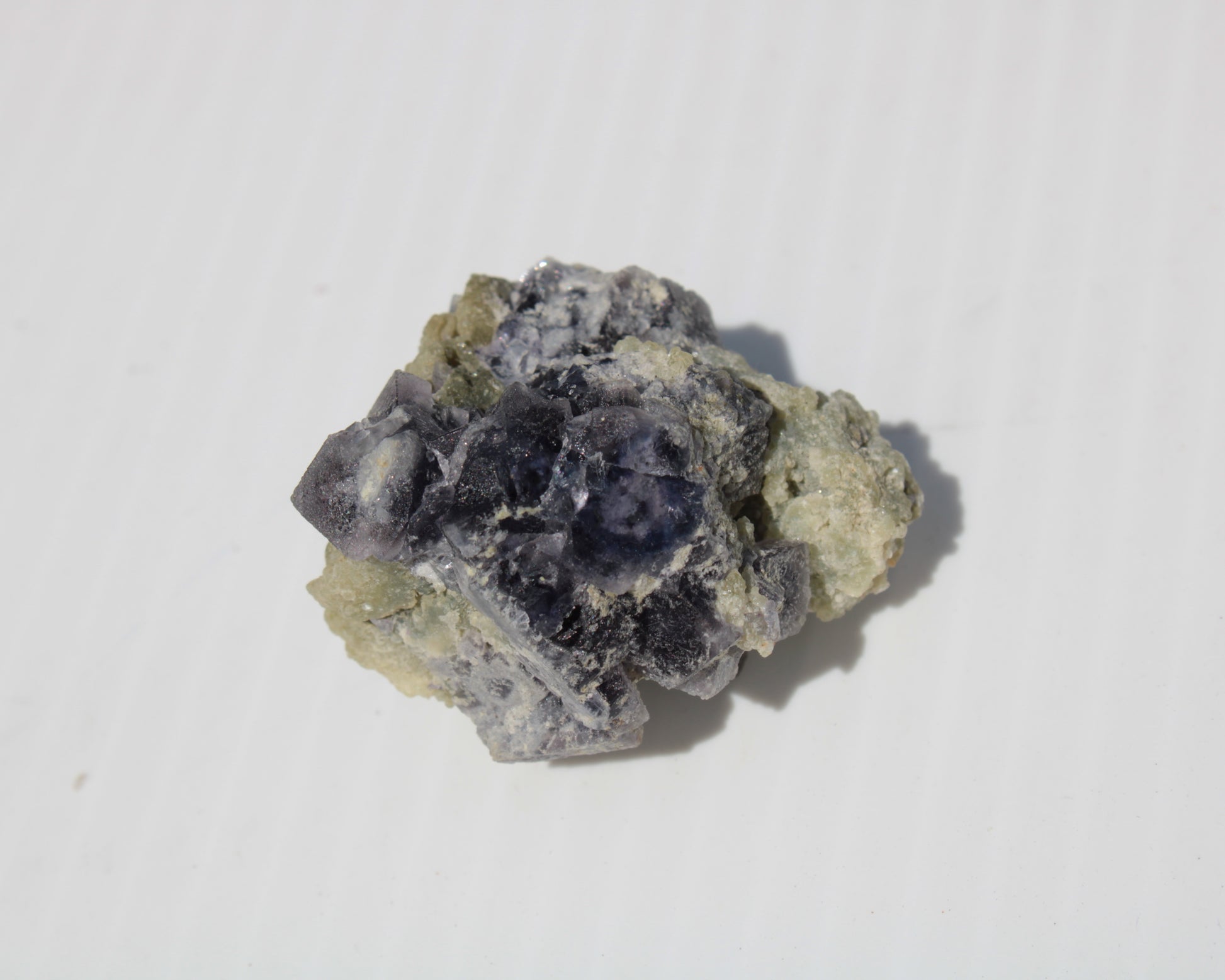 Blue phantom cubic Fluorite crystal with mica from China 31.5g Rocks and Things