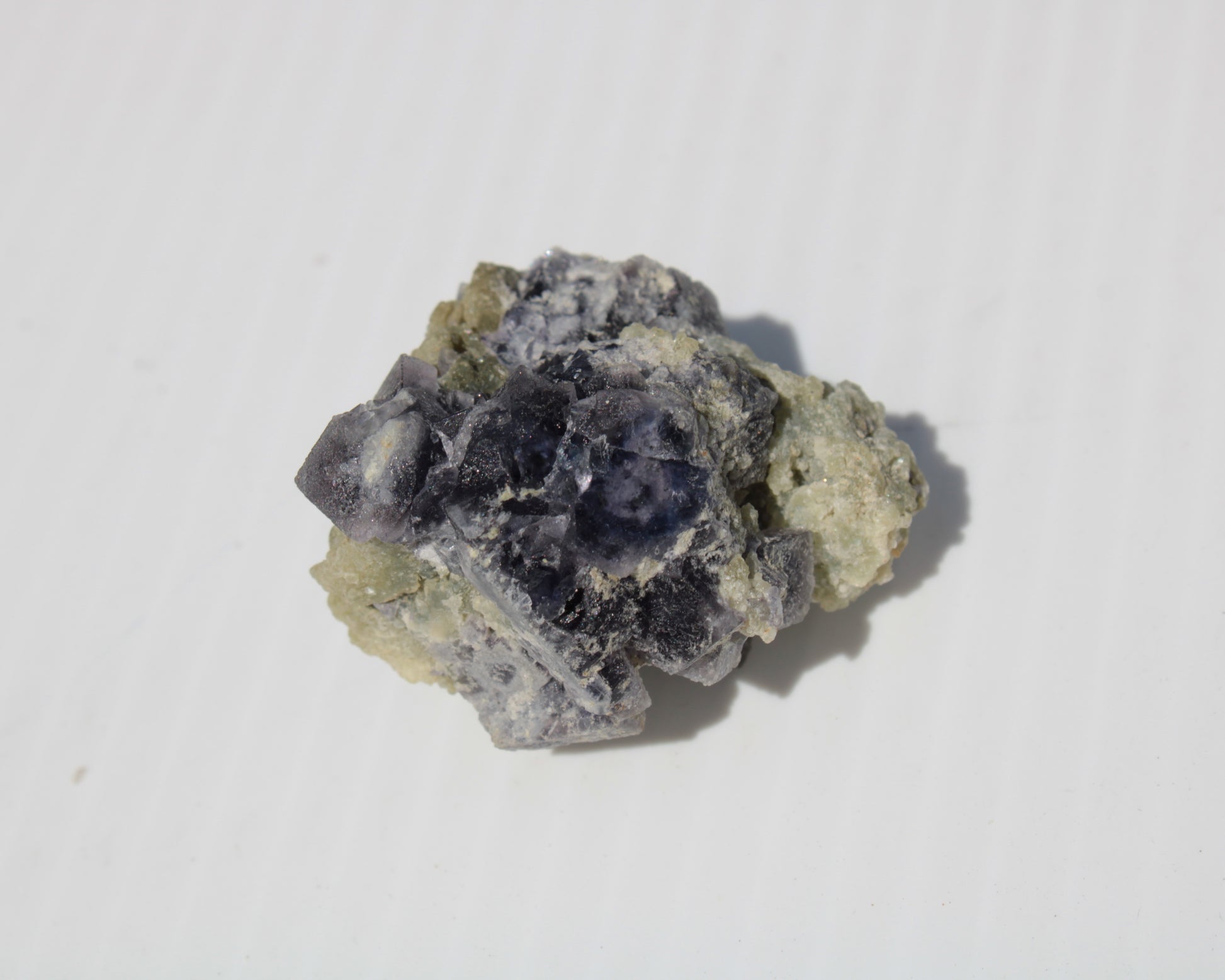 Blue phantom cubic Fluorite crystal with mica from China 31.5g Rocks and Things