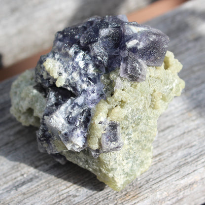 Blue phantom cubic Fluorite crystal with mica from China 31.5g Rocks and Things