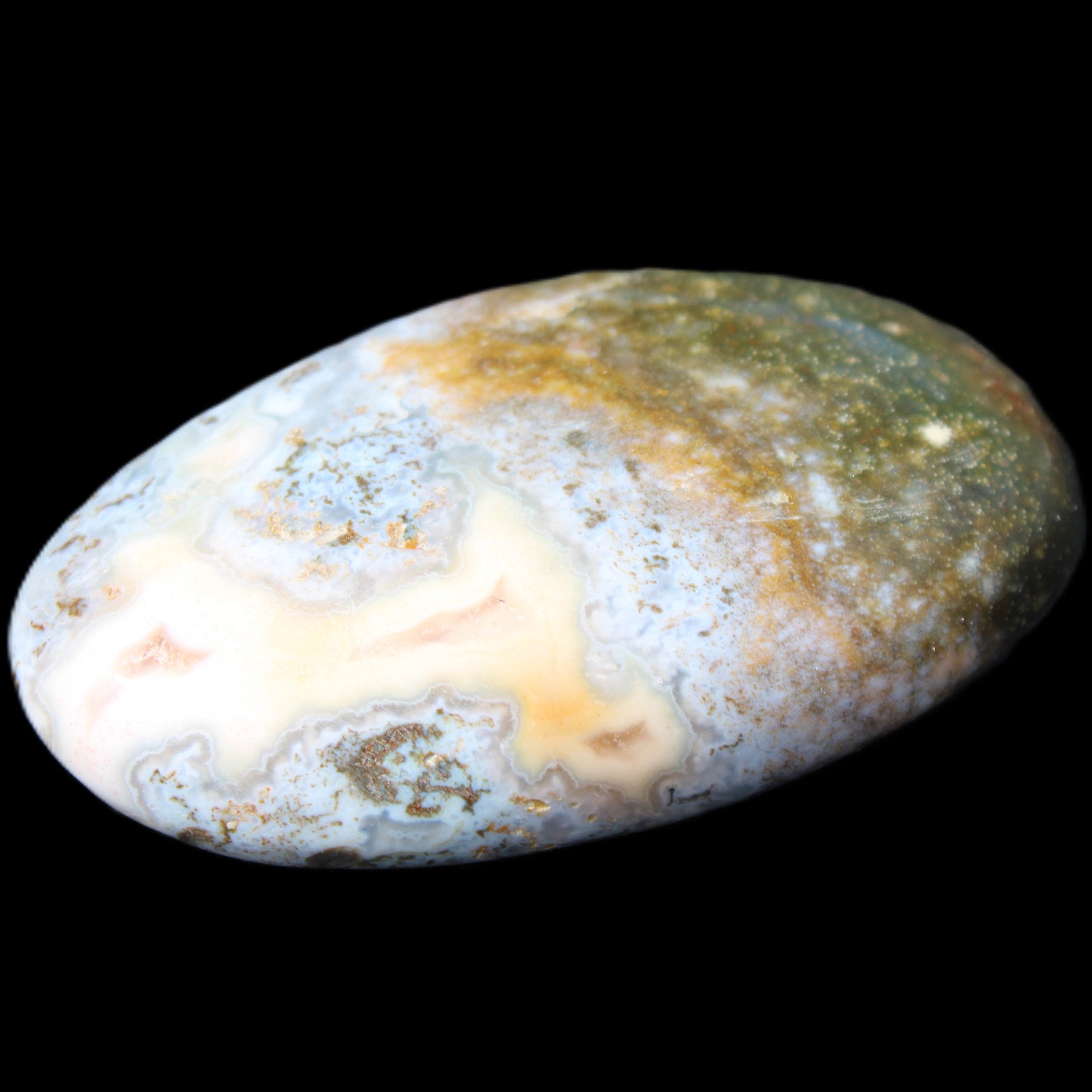 Ocean Jasper palmstone 81g in sunlight - Rocks and Things Store