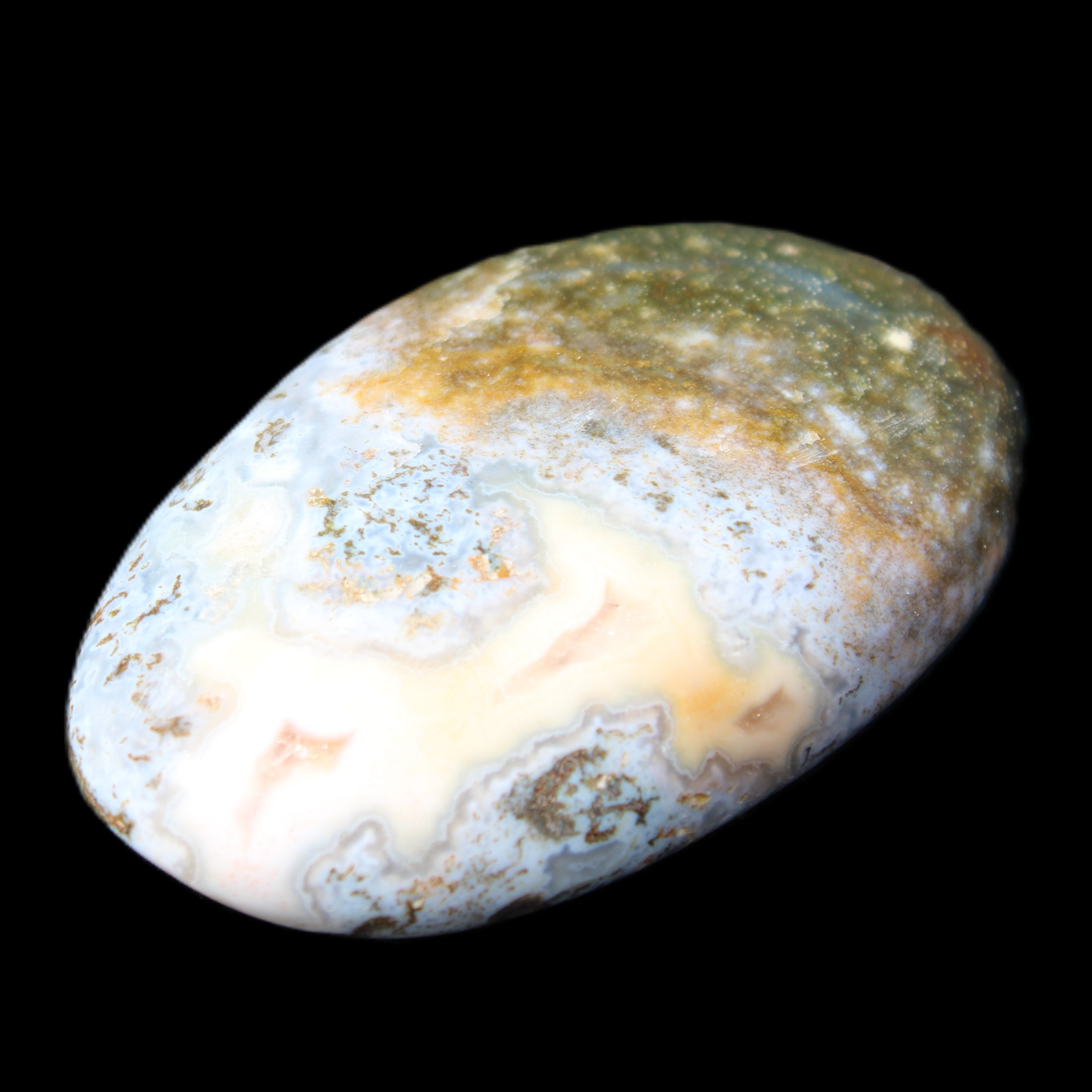Ocean Jasper palmstone 81g in sunlight - Rocks and Things Store