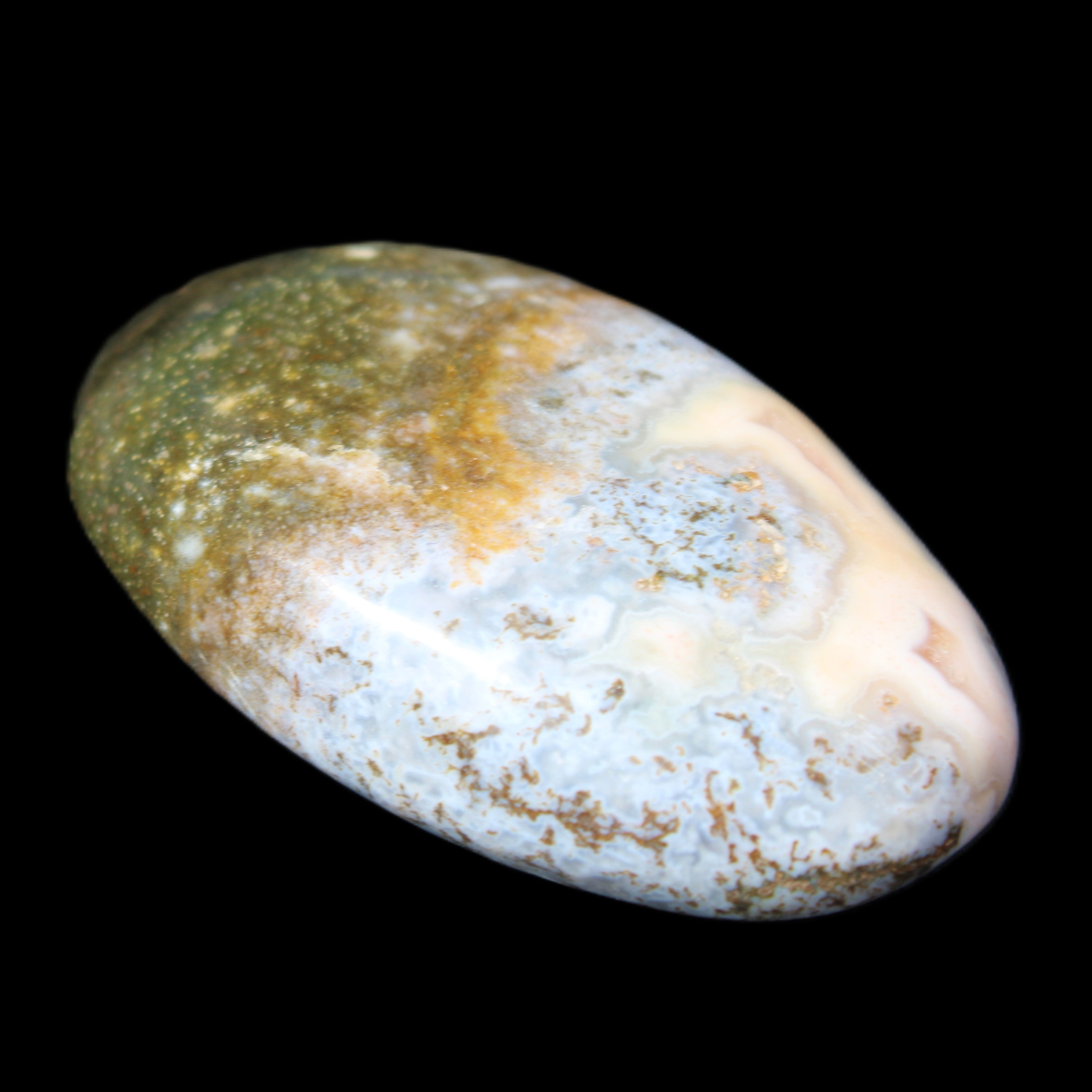 Ocean Jasper palmstone 81g in sunlight - Rocks and Things Store
