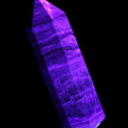 Caribbean Calcite Blue Aragonite wand 71g in UV light - Rocks and Things Store