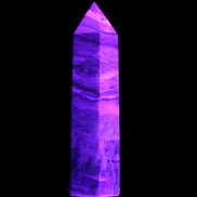 Caribbean Calcite Blue Aragonite wand 71g in UV light - Rocks and Things Store